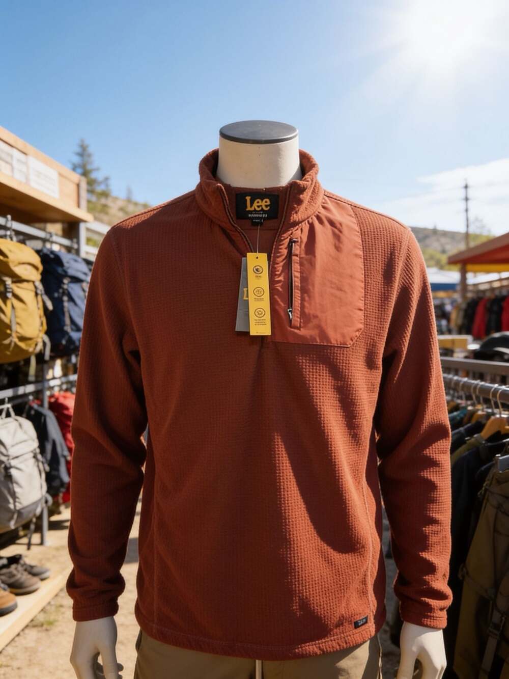 Lee Men's Regular Fit Waffle Texture 1/4 Zip Pullover